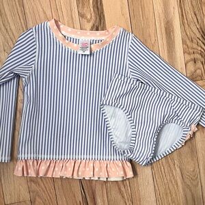 Ruffle Butts Periwinkle Blue Seersucker Swimsuit 2T